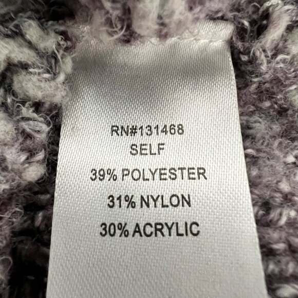 Fate Womens Pullover Sweater Purple/Gray Color Block Long Sleeve Knit Large - Picture 10 of 11
